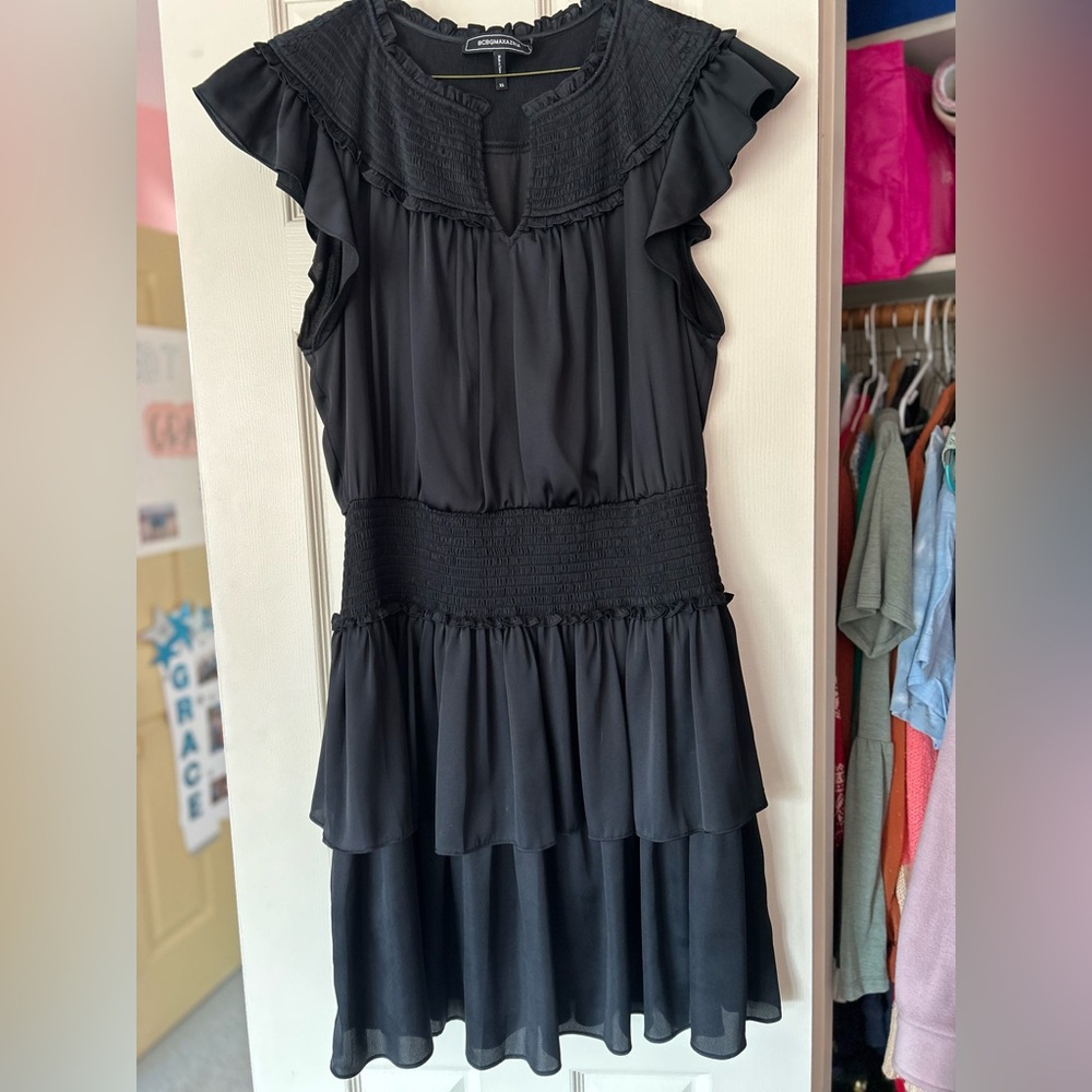BCBG Silk Black Ruffled Dress — worn twice